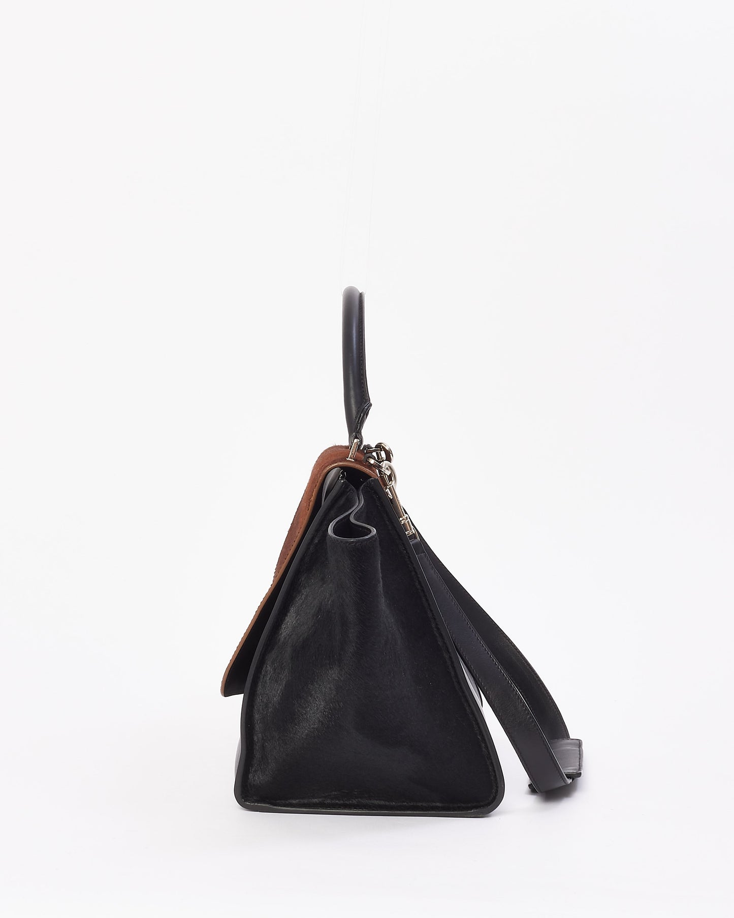 Celine Brown & Black Pony Hair & Leather Medium Trapeze Bag