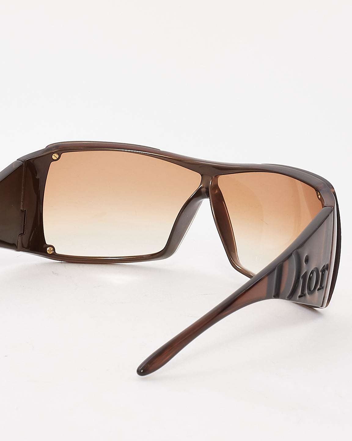 Dior Vintage Brown Acetate Logo Overshine Sunglasses