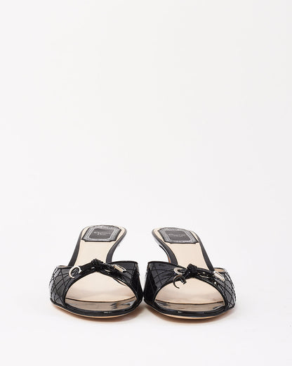 Dior Black Patent Cannage Leather Sandals -36.5