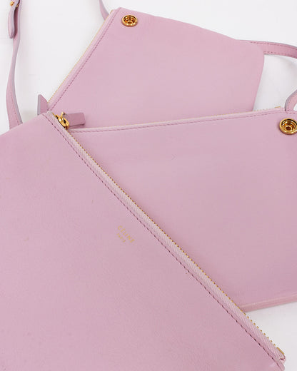 Celine Light Pink Leather Trio Crossbody Bag