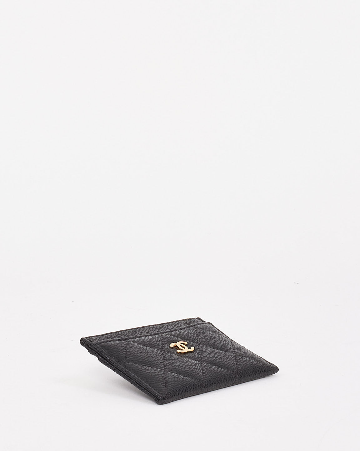Chanel Black Grained Calfskin Leather & Gold-Tone Metal Classic Card Holder