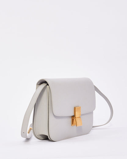 Celine Light Grey Box Calfskin Leather Medium Box Bag