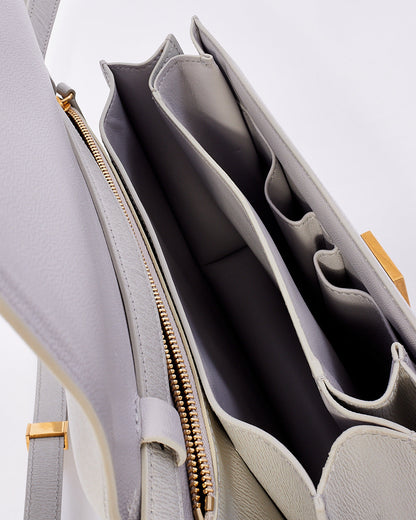 Celine Light Grey Box Calfskin Leather Medium Box Bag