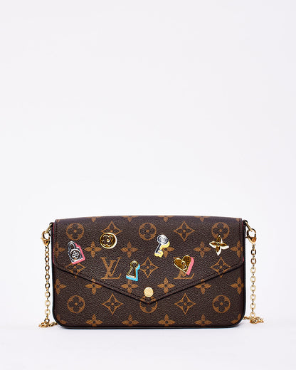Louis Vuitton Monogram Canvas Love Lock Pochette Felicie Pochette Chain Bag