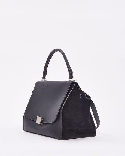 Celine Black Leather & Suede Medium Trapeze Bag