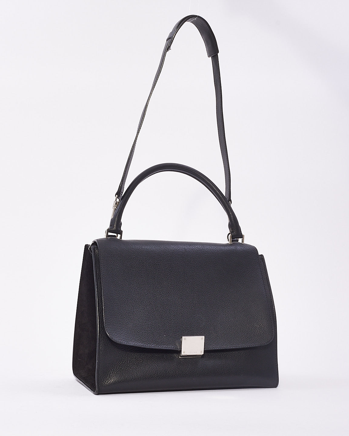 Celine Black Leather & Suede Medium Trapeze Bag