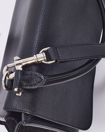 Celine Black Leather & Suede Medium Trapeze Bag