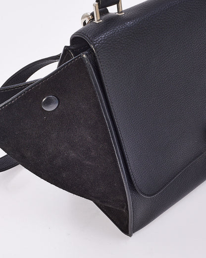 Celine Black Leather & Suede Medium Trapeze Bag