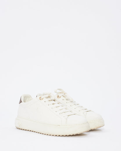 Louis Vuitton White Leather Monogram Sneakers - 38