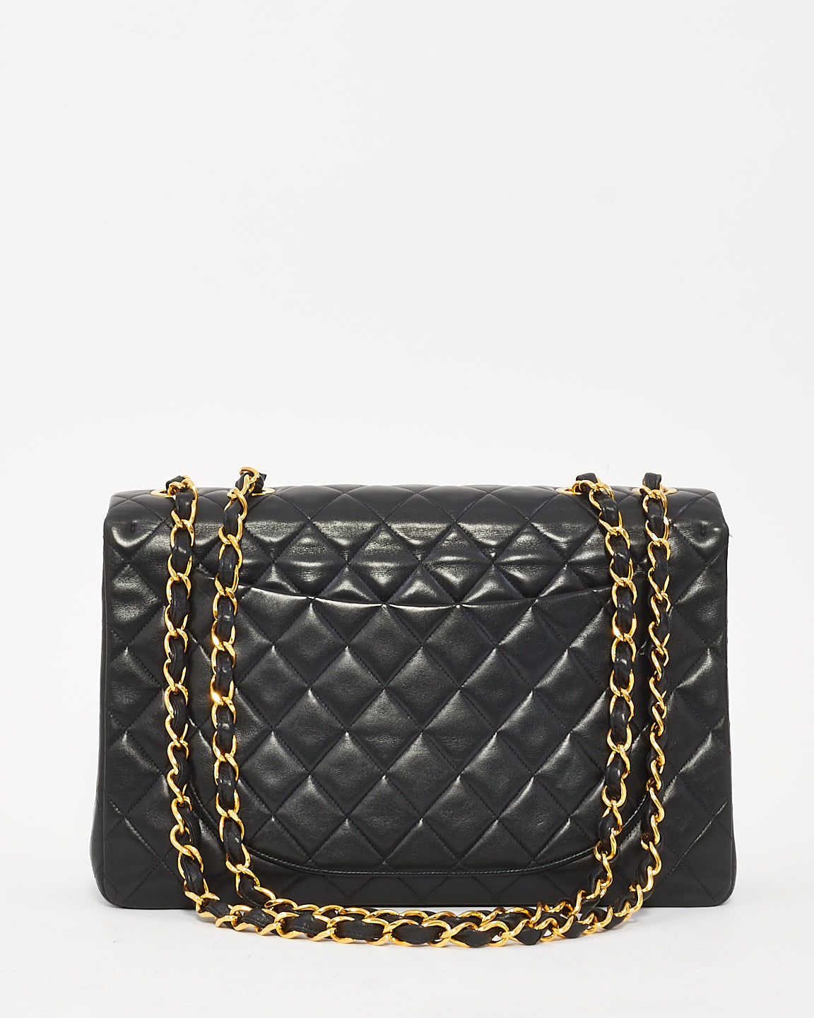 Chanel Black Leather Classic Jumbo XL Maxi Flap Bag with GHW