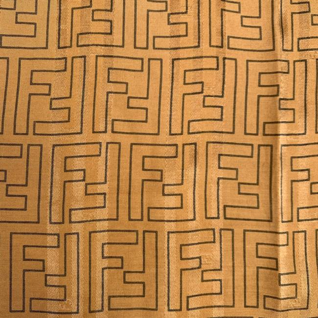 Fendi Orange Brown Zucca Print Logo Square Silk Scarf