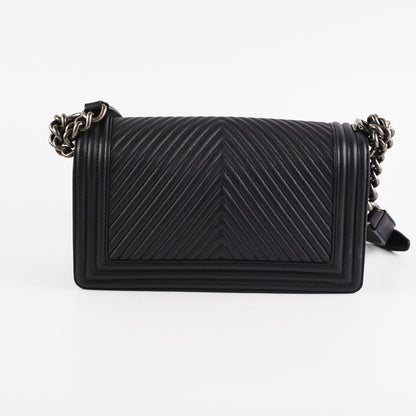 Chanel Old Medium Boy Chevron Black