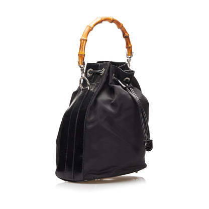 Gucci Nylon Bamboo Bucket Satchel