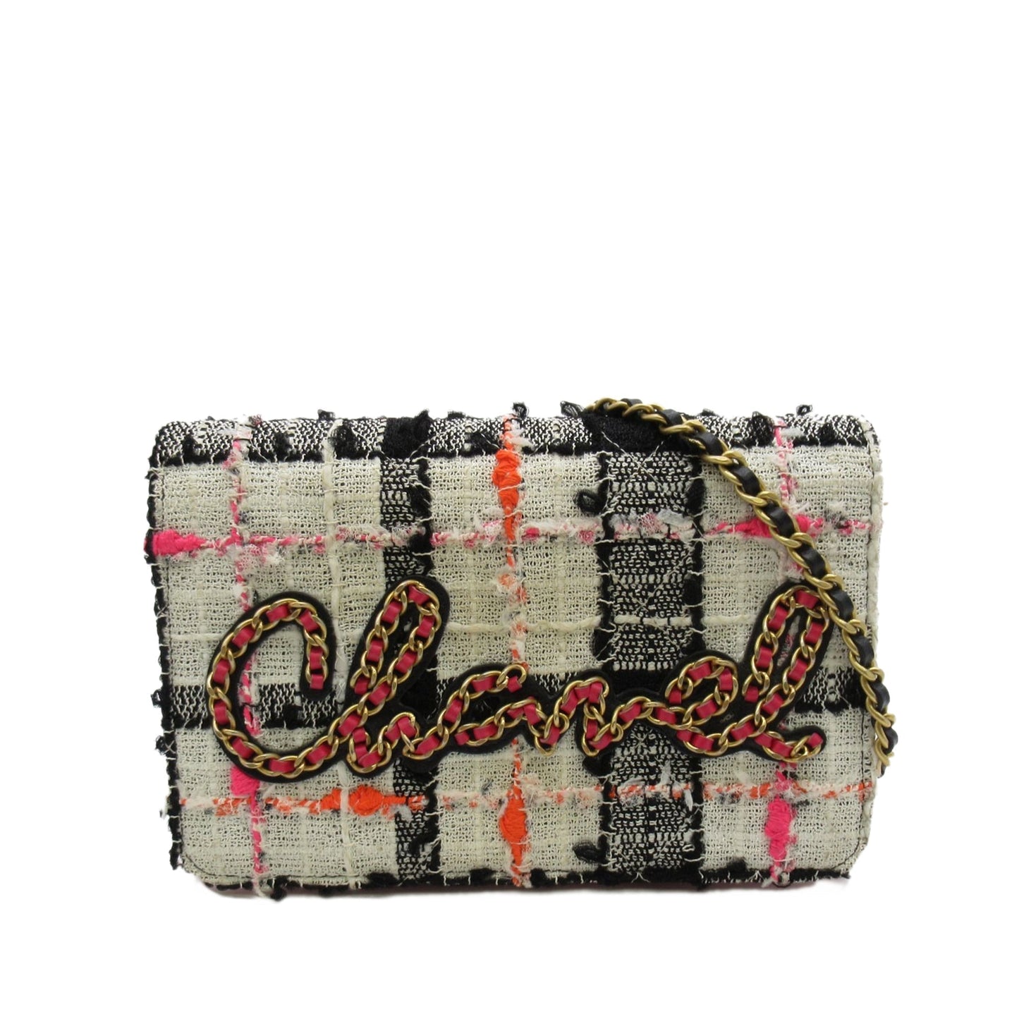 Chanel Tweed Logo Wallet on Chain Crossbody Bag