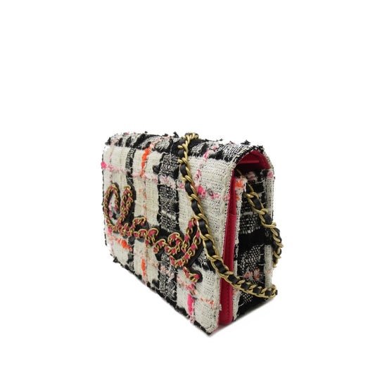 Chanel Tweed Logo Wallet on Chain Crossbody Bag