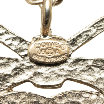 CHANEL CC Ribbon Pendant Necklace Costume Necklace