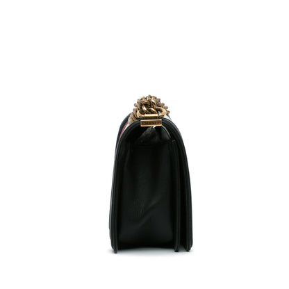 White Chanel Crest-Embellished Medium Boy Bag