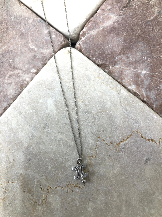 CELINE Triomphe Stone Necklace Silver Vintage i2rhej