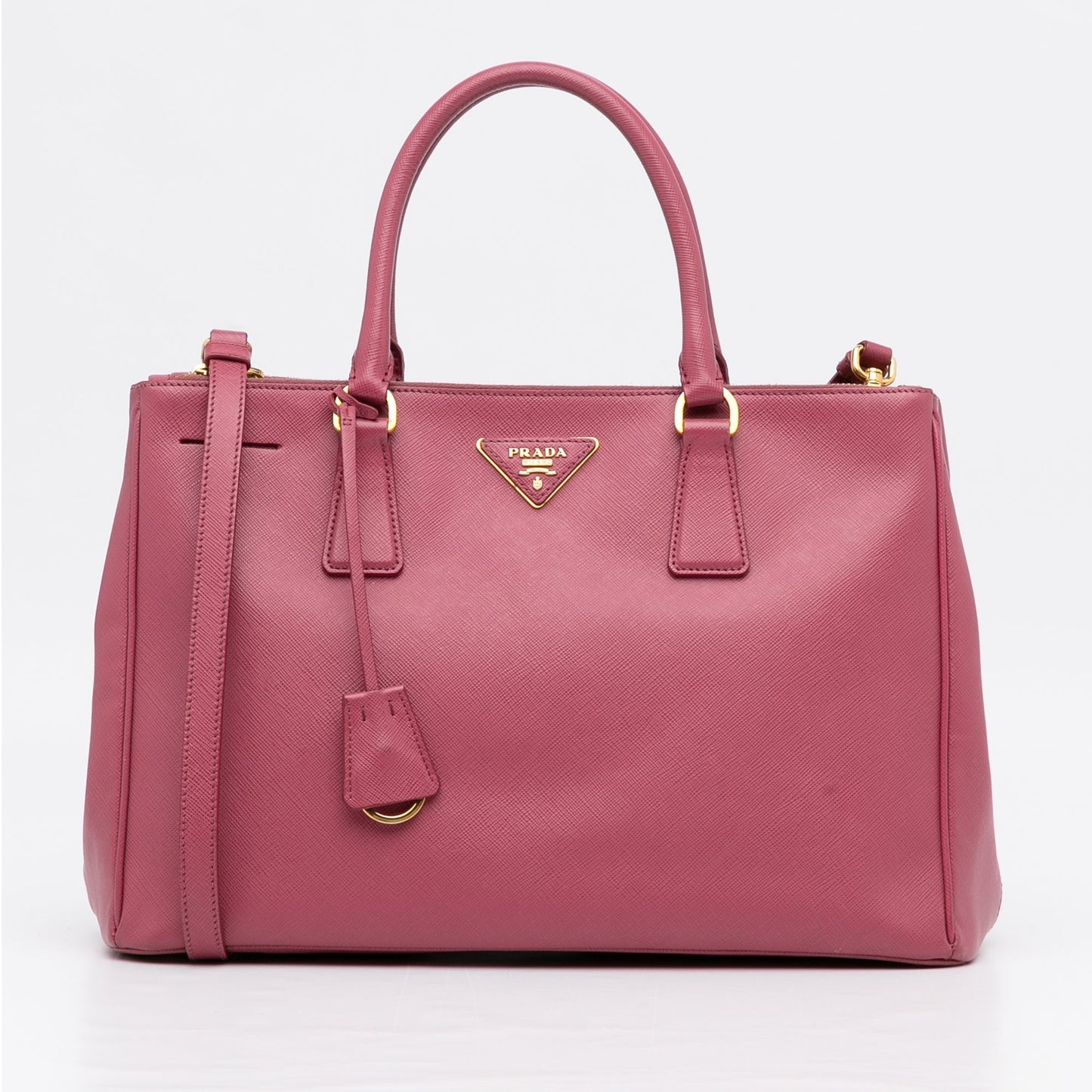 Prada Double Zip Galleria Pink Saffiano