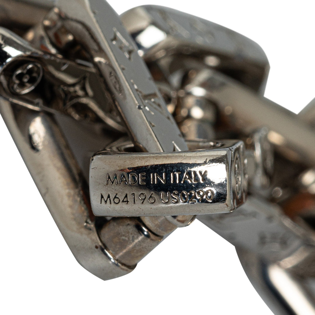Silver Louis Vuitton Monogram Chain Link Necklace