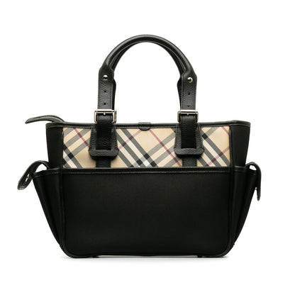 BURBERRY Leather-Trimmed Nova Check Handbag