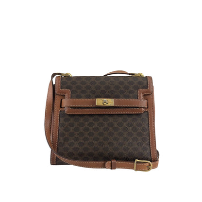 CELINE Macadam Turn Lock Shoulder bag Brown Vintage wgfg5n