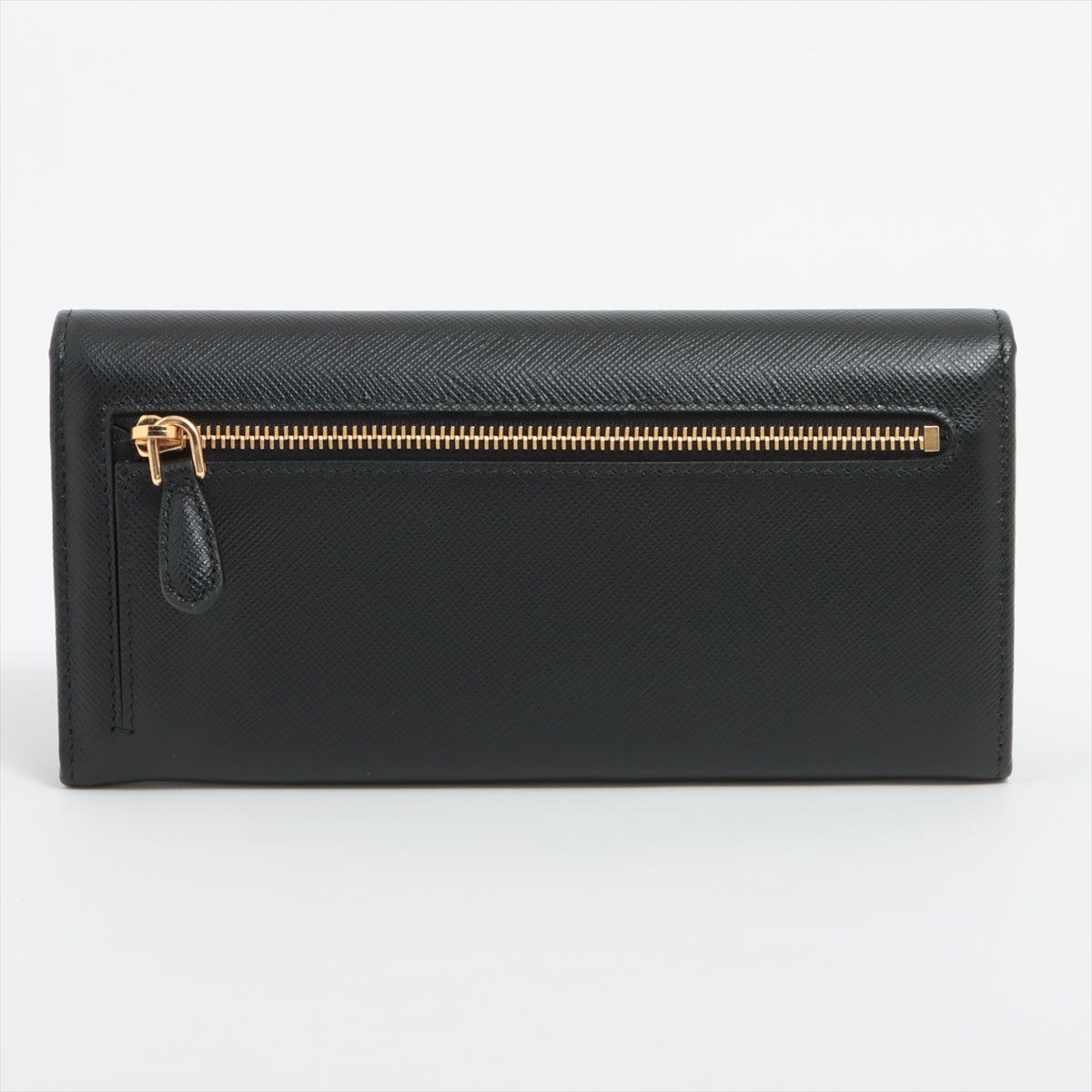 Black Large Saffiano Metal Leather Wallet