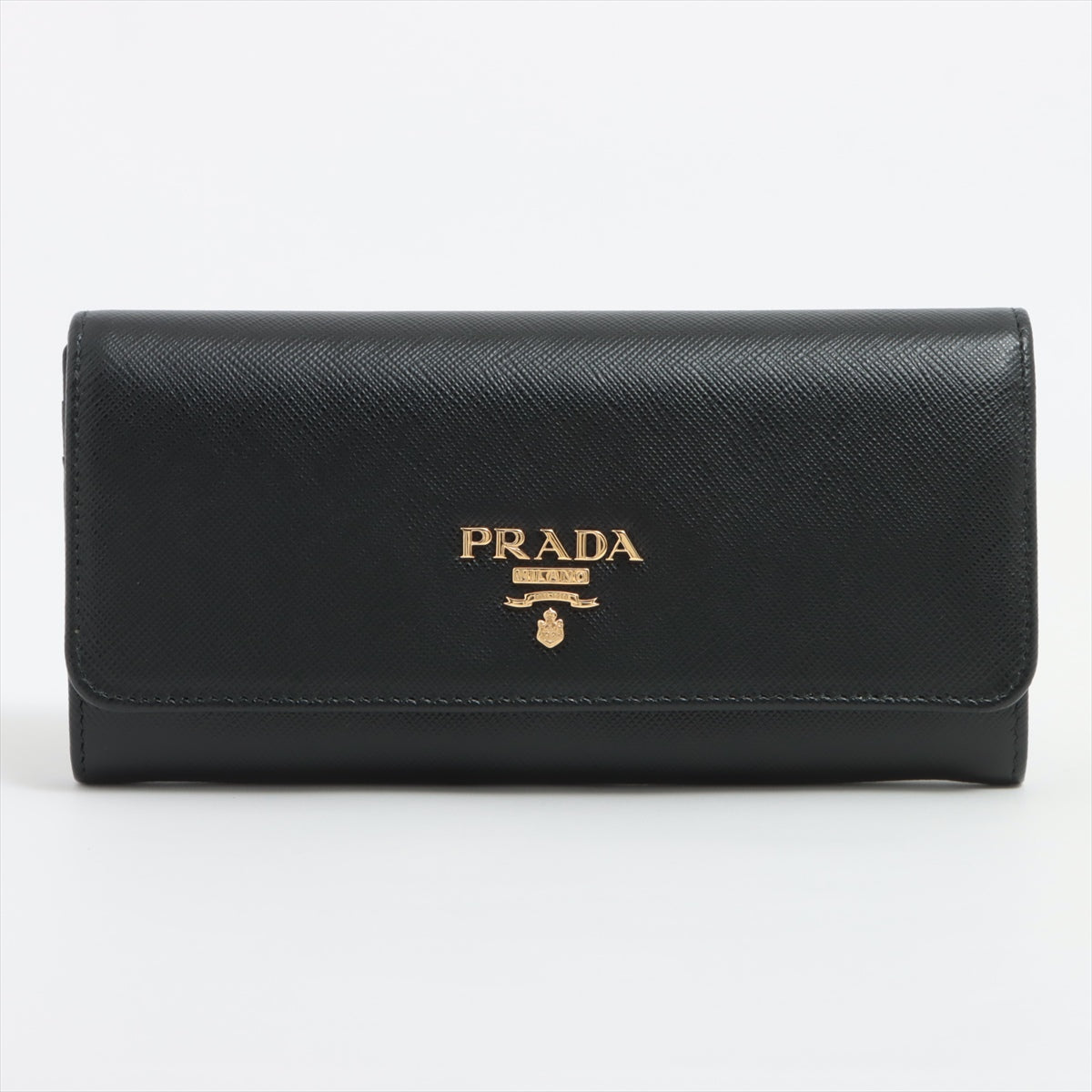 Black Large Saffiano Metal Leather Wallet