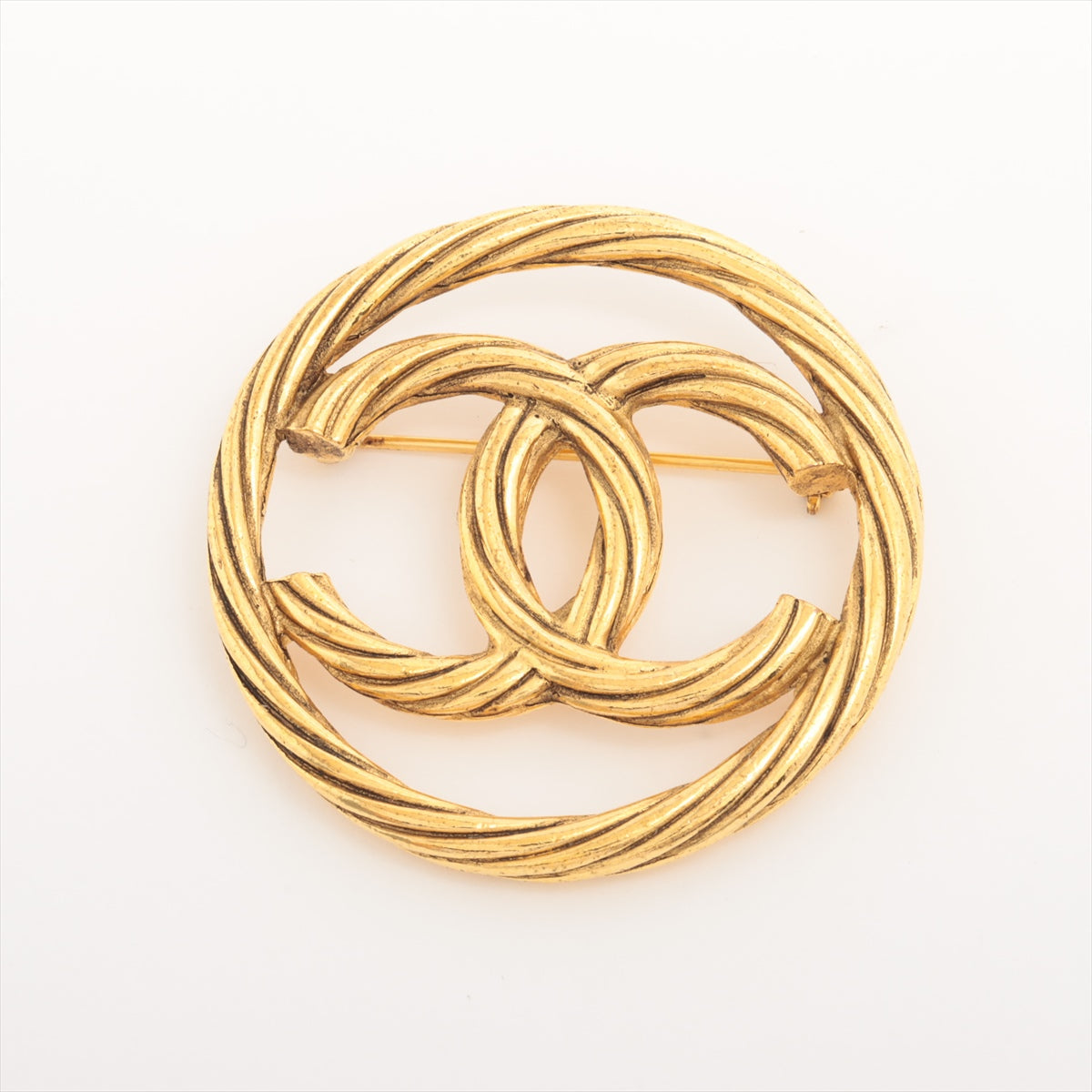 Chanel Coco Logo Brooch Yellow Gold Costume Jewellery