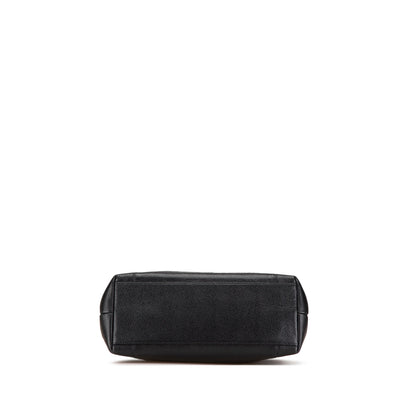 Black Chanel Embroidered Caviar Logo Shoulder Bag