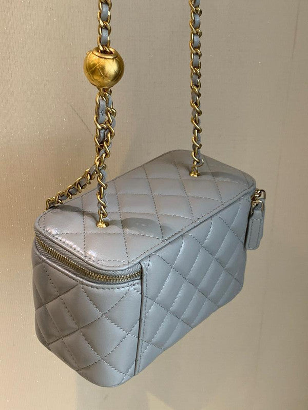 Chanel Pearl Crush Vanity Case with Chain Quilted Lambskin Small