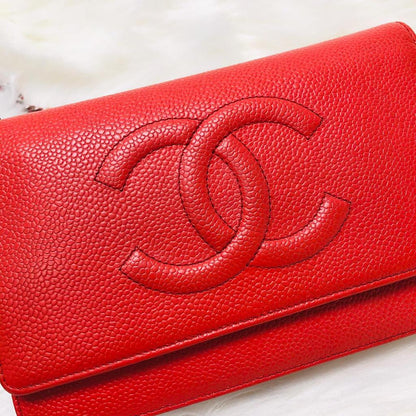 Timeless CC Wallet on Chain in Red Caviar