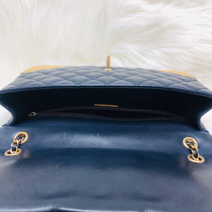 Studded Rock the Corners Flap Bag in Dark Blue