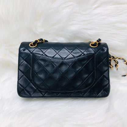 Vintage Classic Small Double Flap Bag in Black