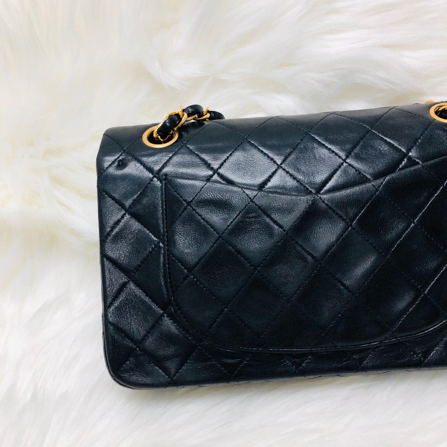 Vintage Classic Small Double Flap Bag in Black