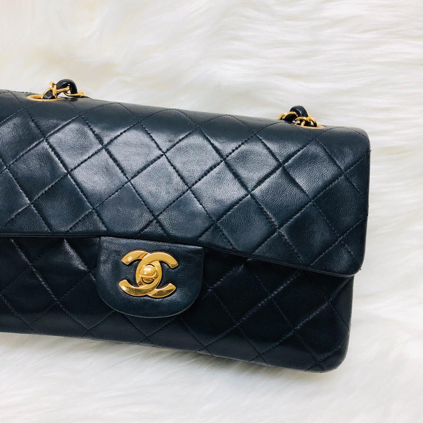 Vintage Classic Small Double Flap Bag in Black