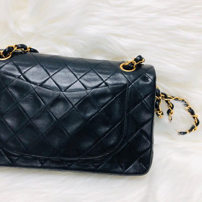 Vintage Classic Small Double Flap Bag in Black