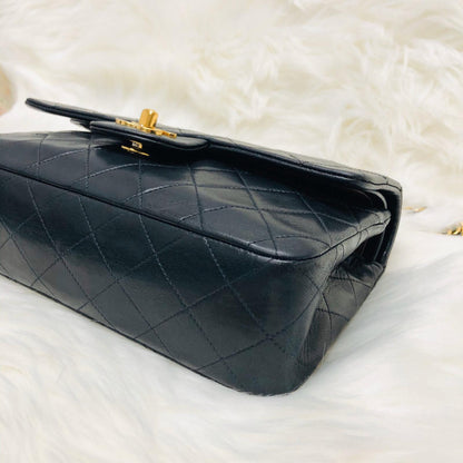 Vintage Classic Small Double Flap Bag in Black