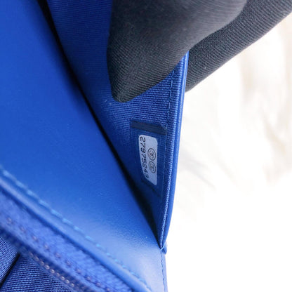 Le Boy Flap Caviar Quilted Wallet on Chain in Blue