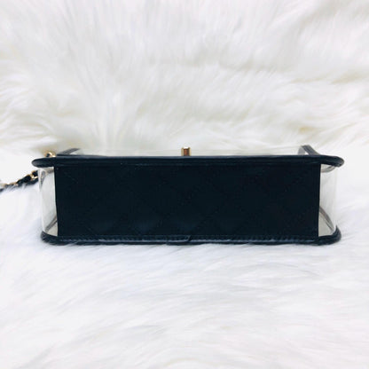Classic Coco "Sand by the Sea" Runway Flap Bag in Black and PVC
