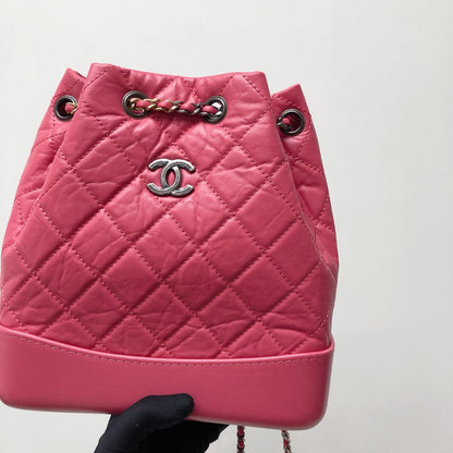 Gabrielle Backpack in Pink Quilted Calfskin Leather Small