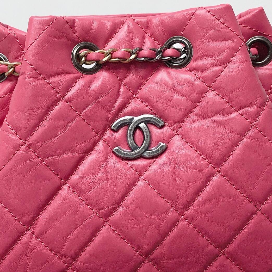 Gabrielle Backpack in Pink Quilted Calfskin Leather Small