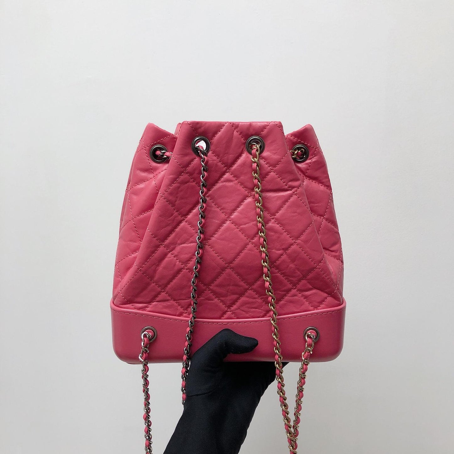 Gabrielle Backpack in Pink Quilted Calfskin Leather Small