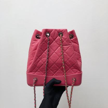 Gabrielle Backpack in Pink Quilted Calfskin Leather Small