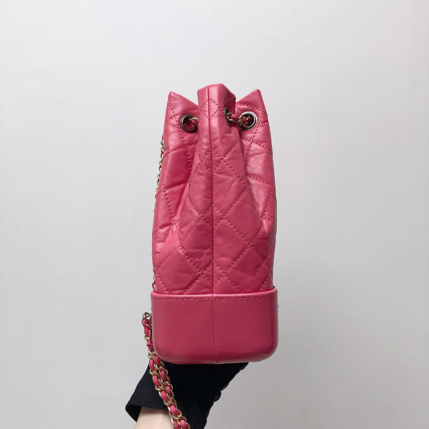 Gabrielle Backpack in Pink Quilted Calfskin Leather Small