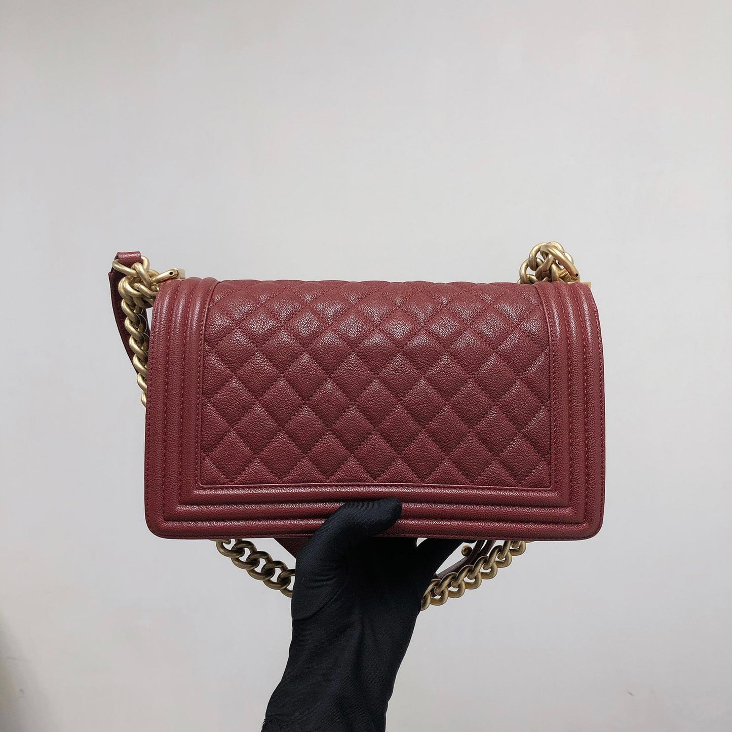 Quilted Caviar Old Medium Boy Bag Red