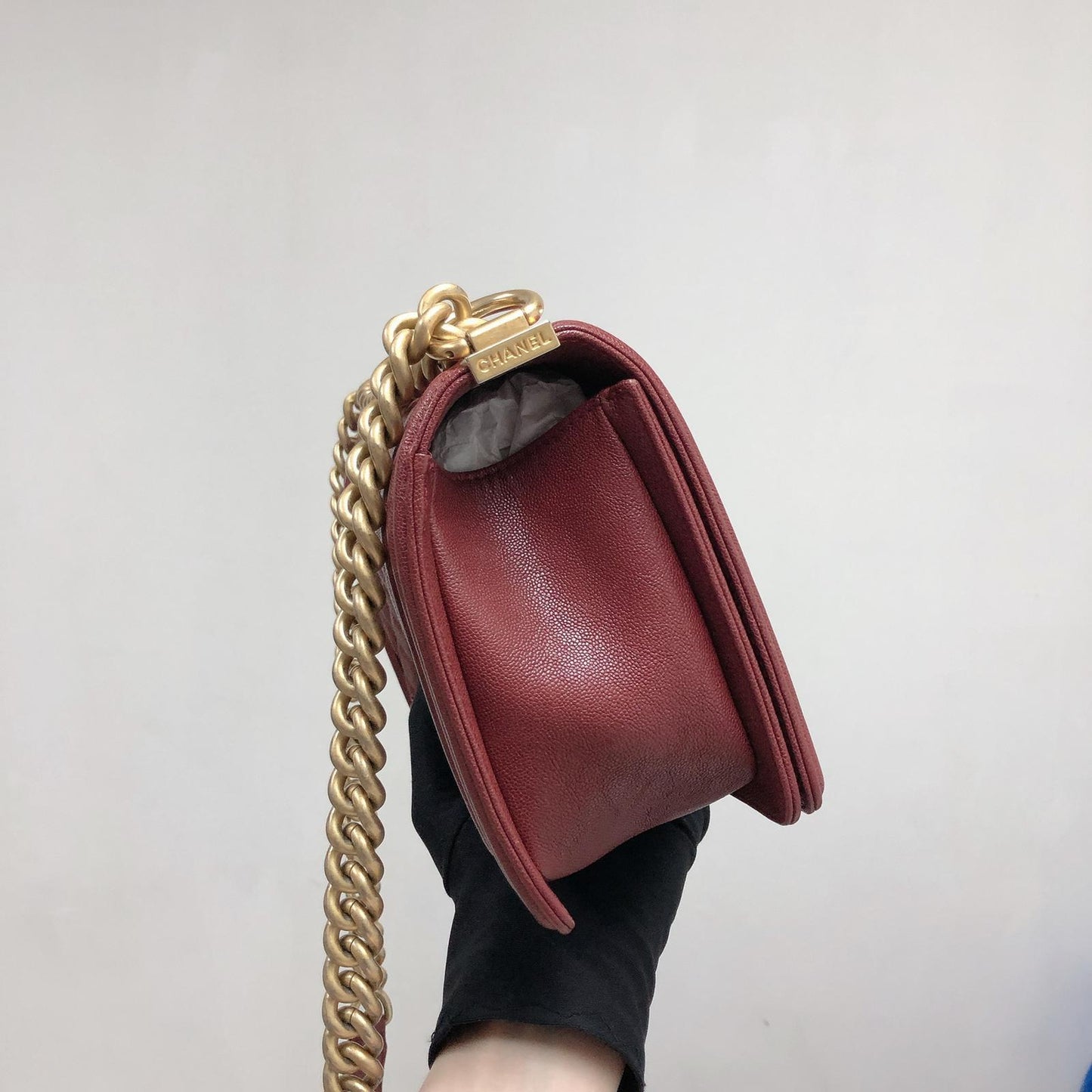 Quilted Caviar Old Medium Boy Bag Red