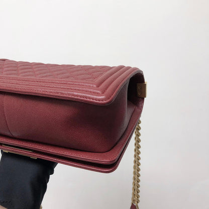 Quilted Caviar Old Medium Boy Bag Red