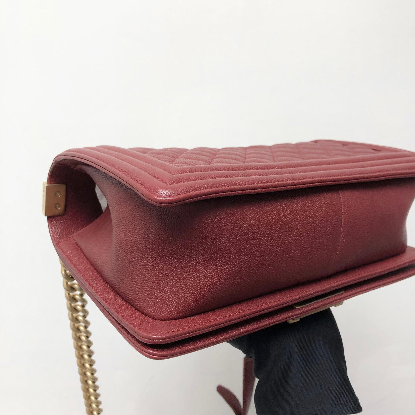 Quilted Caviar Old Medium Boy Bag Red