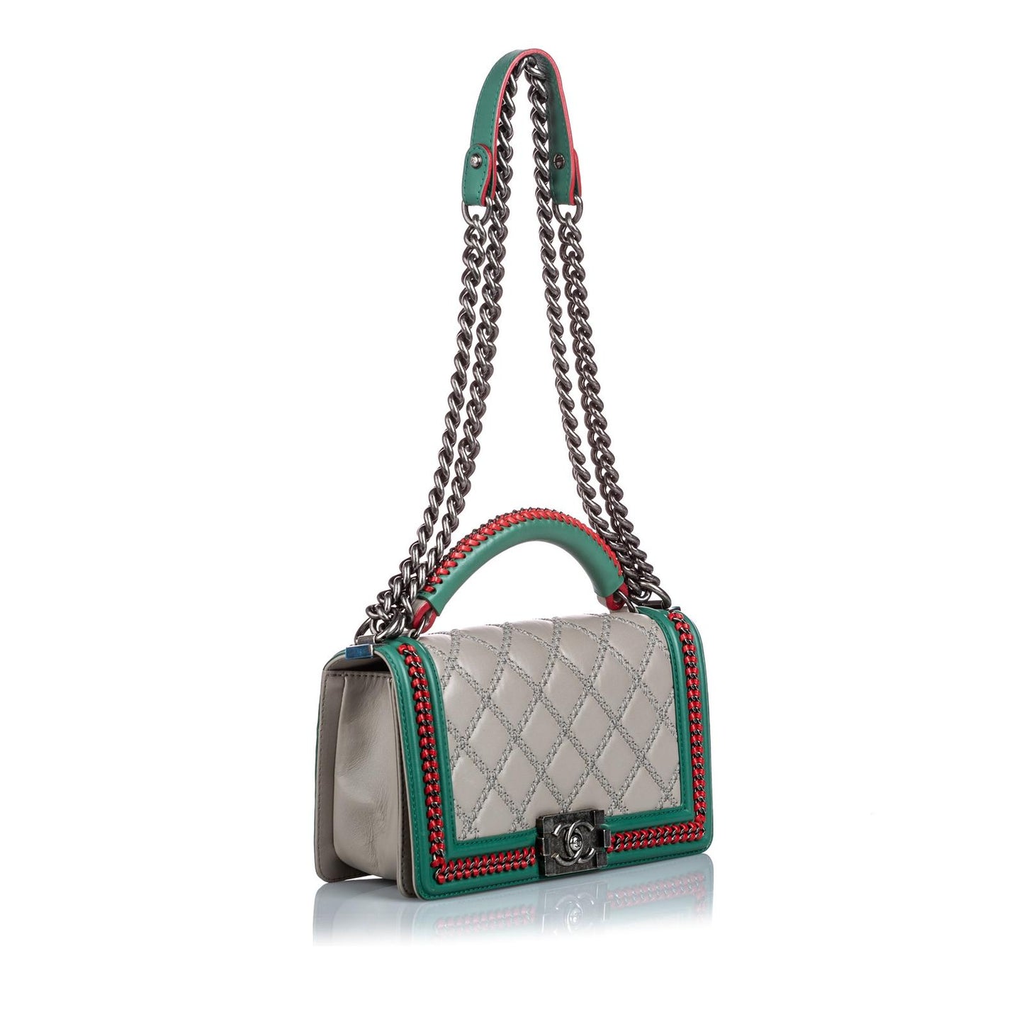 Medium Boy Flap Bag with Handle Beige
